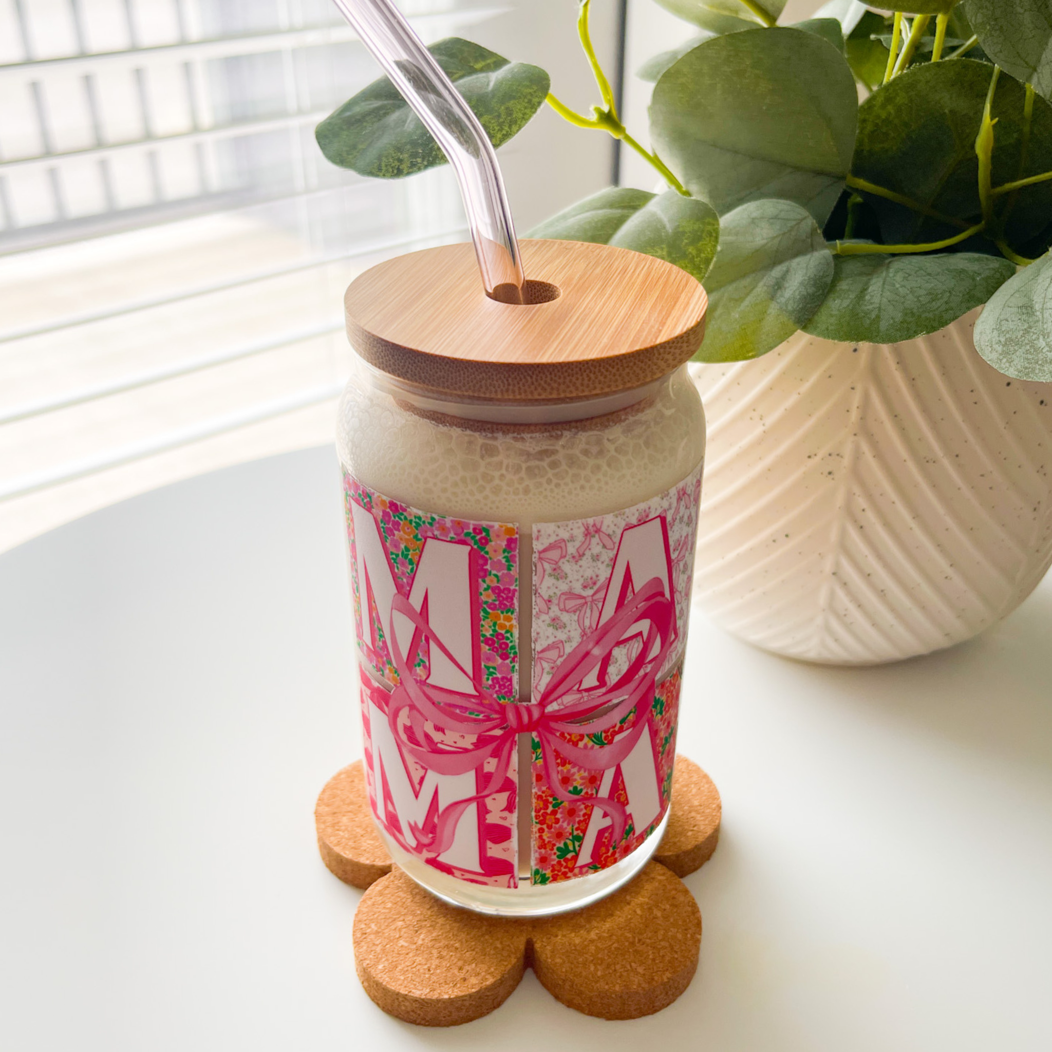 Mama Glass Cup Bundle w/ Lid & Straw